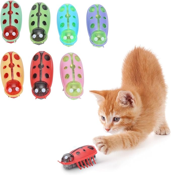 Zerodis Cat Interactive Toys, 7Pcs Mini Cute Cat Playing Toy Electric Funny Interactive Toy with Battery for Cats Kitten Training Playing Chewing