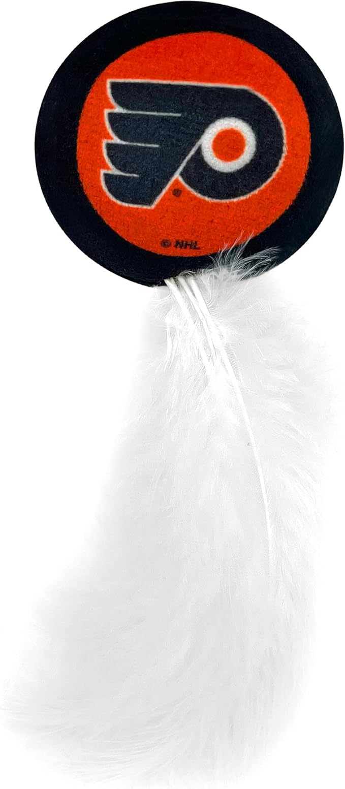 Best Plush CAT Toy NHL Philadelphia Flyers Complete Set of 3 Piece Cat Toys Filled with Fresh Catnip. Includes: 1 Jersey Cat Toy, 1 Hockey Puck Cat Toy with Feathers & 1#1 Fan Cat Toy. with Team Logo
