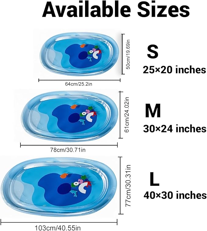 DHorse Pet Water Bed,Thickened Sensory Water Playmat for Dogs Cats with Fish Toys,Cooling Mat,Puncture Proof Cooling Mat,Washable Inflatable Playmat,Summer Indoor Interactive Pet Toys (Blue B,Medium)