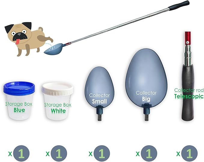 QMARK Telescopic Urine Collector, Reusable Dog Urine Sample Catcher, Cat Pee Stick for Veterinary Supplies. with 2 Spoons and 2 Collection Cups