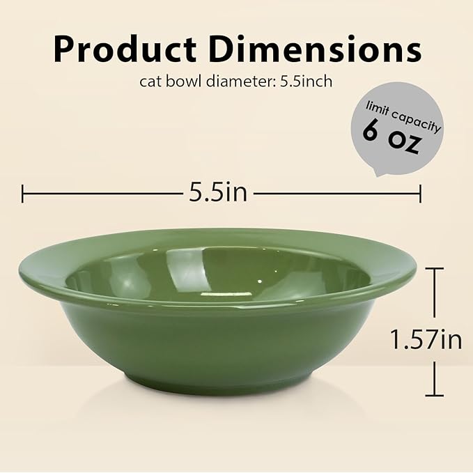 Ceramic Cat Bowls, White Ceramic Cat Food Bowl Without Metal Stand, Dishwasher-Safe Pet Food Bowl for Cats & Small Dogs （Only Bowl, No Stand