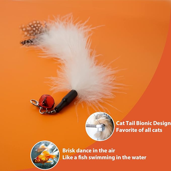 Cat Feather Toys - Interactive Wand & Teaser Set, Indoor Kitten Play & Exercise