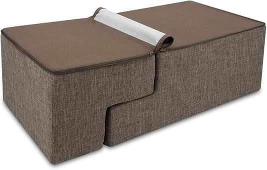 Best Pet Supplies Dog Stairs & Steps - Foam Steps for Small Dogs & Cats, Non-Slip Indoor Balanced Pet Step Support, Dog Ramp, No Assembly, Brown Linen, Foldable 4-Step (22-inch Height)