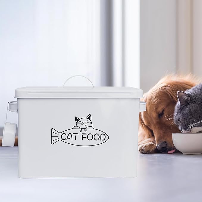 Large Dog and Cat Food Storage Container, Farmhouse Pet Food Storage Containers with Lid and Dry Food Scoop, Durable Airtight Cat Food Container, Great Gift for Pet Owners