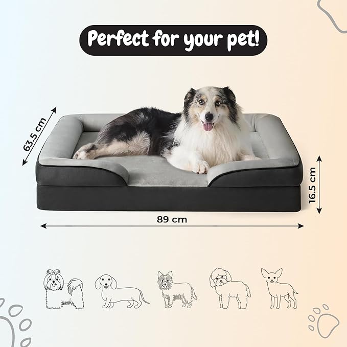 Cushion Bed for Pets Large Size Calming Anti Anxiety Crate Bed Machine Washable Breathable Soft Padding (36" L x 25" W x 6.4" H)