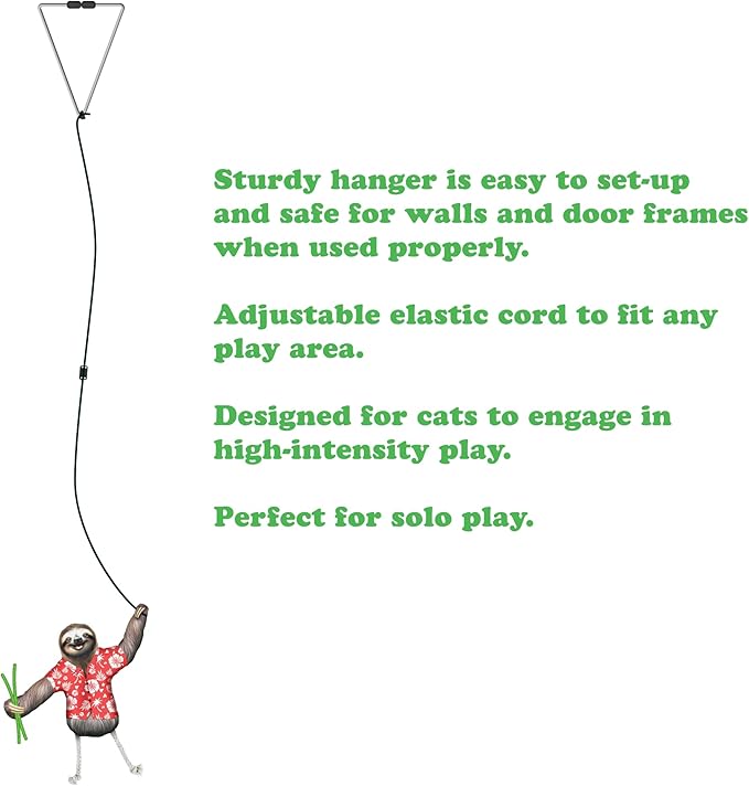 Meowijuana Jump 'n' Jamb Door Hanging Cat Toy | Sloth | Refillable Interactive Catnip Toy | Promotes Play and Cat Health | Includes Potent Catnip Grown in North America