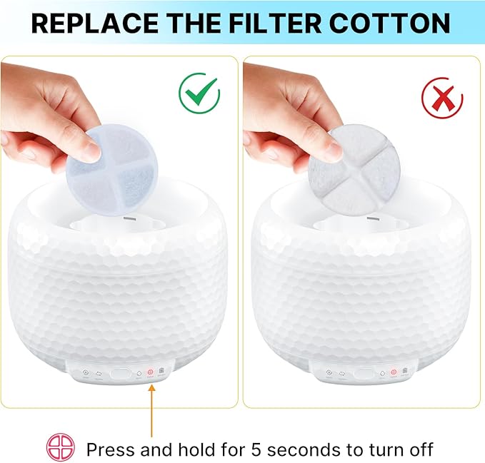 Automatic Cat Water Fountain 61oz/1.8L, Ultra Quiet Pump, BPA-Free & Detachable for Easy Cleaning, Includes 3 Replacement Filters (White, ABS)