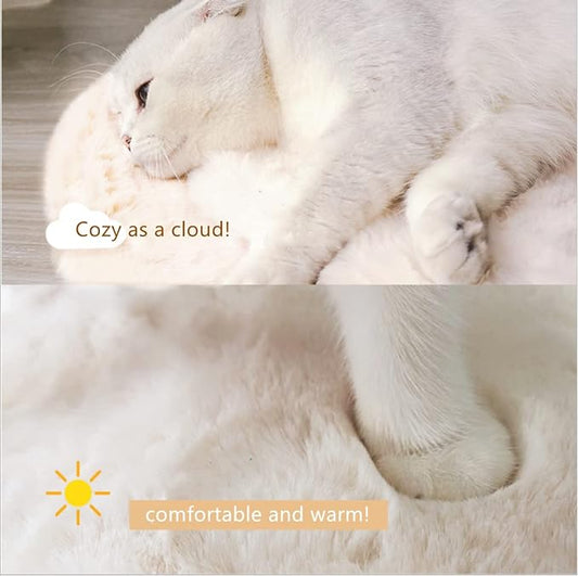 SHENGOCASE 2-Pack Oval 11" x 15" Faux Rabbit Fur Cat Condo Replacement Cushion. Cat Dog Bed Cushion Pad Mat, Pad for Window Perch Tree Tower, Carrier Cage Crate Kennel Furniture