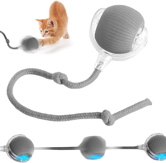 1pcs Smart Interactive Pet Toy Ball, Self Rolling Dog Ball Interactive Cat Toys, 360° Smart Automatic Rolling Ball Toy for Dogs Cats Indoor Outdoor Play (Grey)