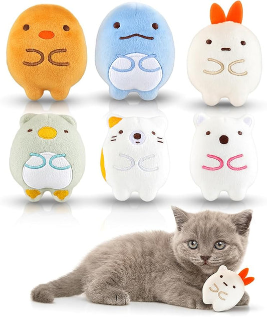 6 Pack Catnip Toys for Indoor Cats – Plush Chew & Kick Toys for Kittens and Adults – Catnip Stuffed Soft Cat Toys for Exercise, Anxiety Relief & Interactive Play