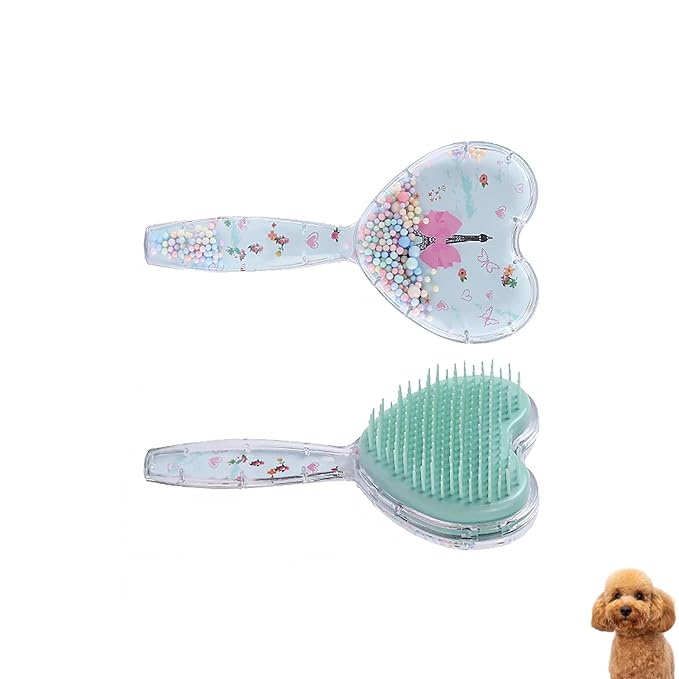 Small Dog Brush, Soft Dog Grooming Comb for Shih Tzus, Yorkies, Maltipoos, Maltese, Love Shape Puppy Massaging Pet Hair Brush, Cat Brush, for Small Dogs Cats of All Hair Types (Sky Blue)
