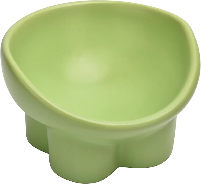 Ceramic Raised Cat Bowl,Elevated Tilted Anti Vomit Cat Bowls for Indoor Cats Whisker Friendly Pet Feeder for Food and Water,Cute Tilted Dish for Flat Faced Cats,Puppies