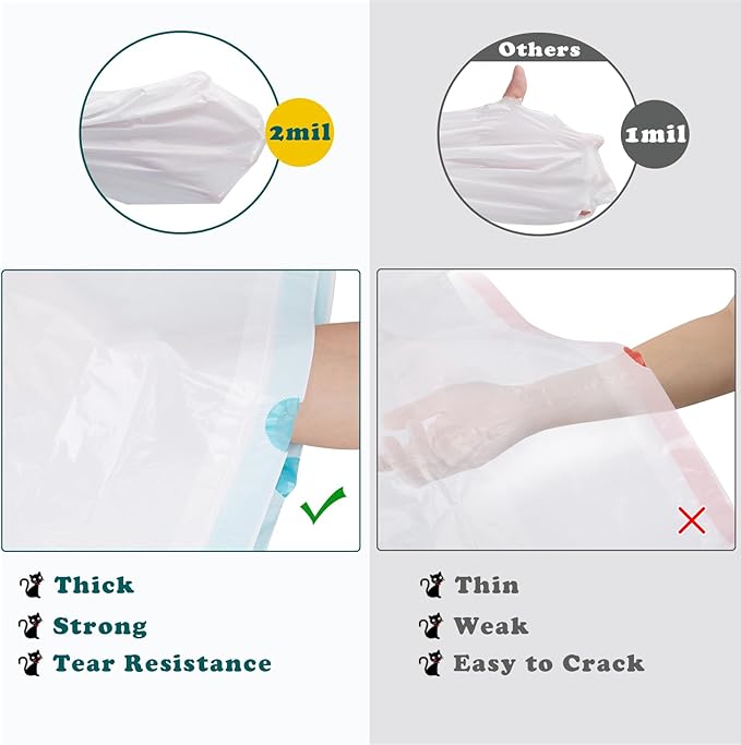 Ownpets Cat Litter Liners Large Extra Thick Cat Litter Bags Drawstring Liner Bags for Pet Cat Litter Box Tray, Unscented,10 Count 31"x 17"