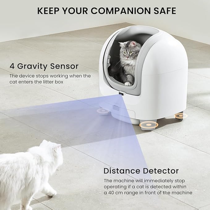 Large 70L Open-Top Self-Cleaning Litter Box for Cats, PET MARVEL Automatic w/App Control & Safety Protection, Multi-Cat Home Use, Easy Disassembly & Waste Bags (Model C1)