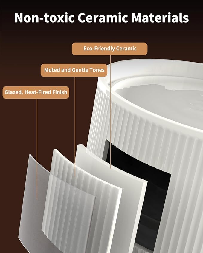 Ceramic Cat Water Fountain, 2.2L/74oz Automatic Pet Drinking Fountain for Indoor Cats and Small Dogs, Ultra Quiet, BPA-Free, Cat Water Dispenser with Filter – Easy to Clean