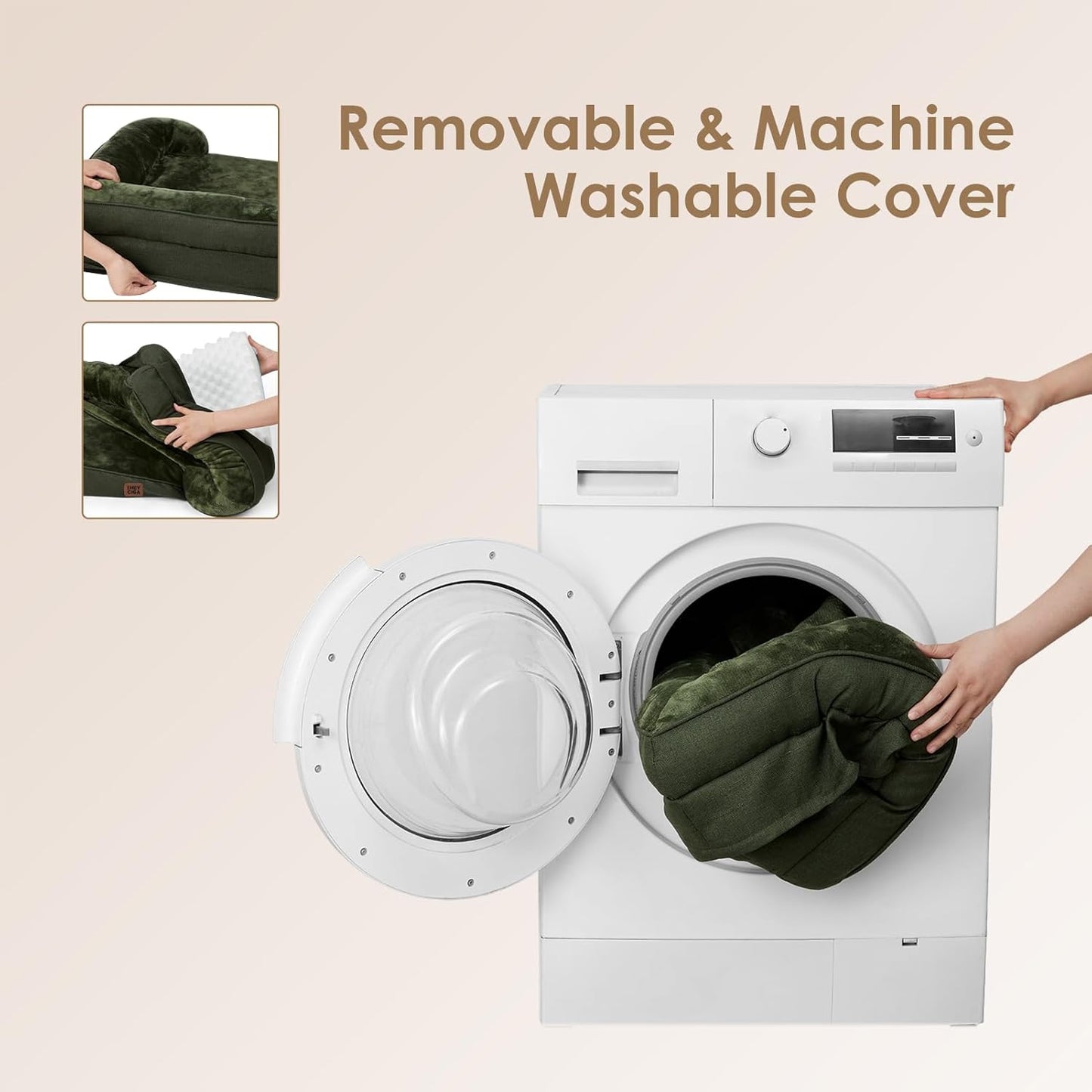 EHEYCIGA Orthopedic Dog Bed for Small Dogs, Waterproof Memory Foam Small Dog Beds with Sides, Non-Slip Bottom and Egg-Crate Foam Medium Pet Couch Bed with Washable Removable Cover, Dark Green