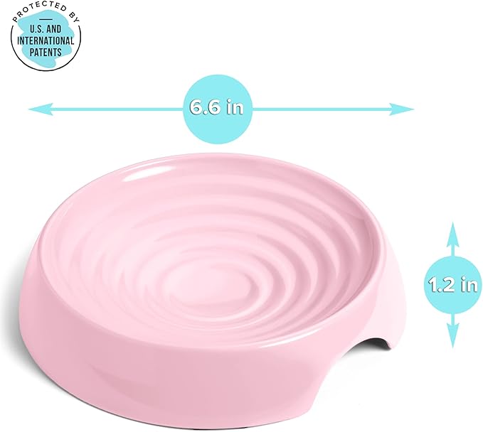 CatGuru Cat Bowls, Whisker Friendly Cat Food Bowl for Indoor Cats, Reliefs Whisker Fatigue, Wide Pet Bowl, Non Slip Pet Feeding Bowls, Shallow Kitten Dish (Set of Two, Pink)
