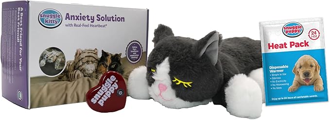 Snuggle Kitty Heartbeat Plush Cat Toy by Snuggle Puppy - Cat Calming Toy and Anxiety Relief for All Breed Sizes