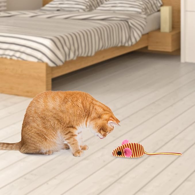 Scicalife Elastic Rope Mouse Toys, Mouse Cat Playing Props, Cat Teaser Interactive Toy Colorful Mouse Toys(Random Color 12pcs)