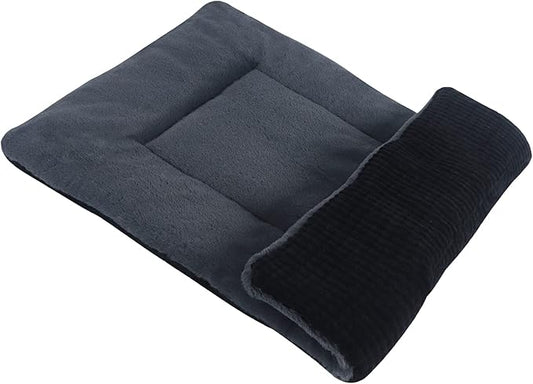 Reversible Dog Bed Mat with Plush and Corn Velvet,Soft Warm Pet Cushion, Dual Purpose Washable Sleeping Mattress Bed for Small Medium Large Dog and Cat XB004 (48"*30", Dark Grey)