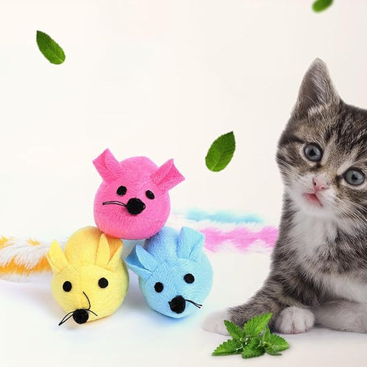 BESPORTBLE 3Pcs Colorful Catnip Plush Mice - Interactive Cat Teaser for Indoor Cats Engaging Chewing