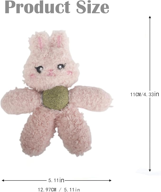 Cat Toys with Catnip Kitten Chew Bite Supplies Boredom Relief Fluffy Kitty Teeth Cleaning Chewing Cat Lovers Interactive Plush Gift (Rabbit&Frog)