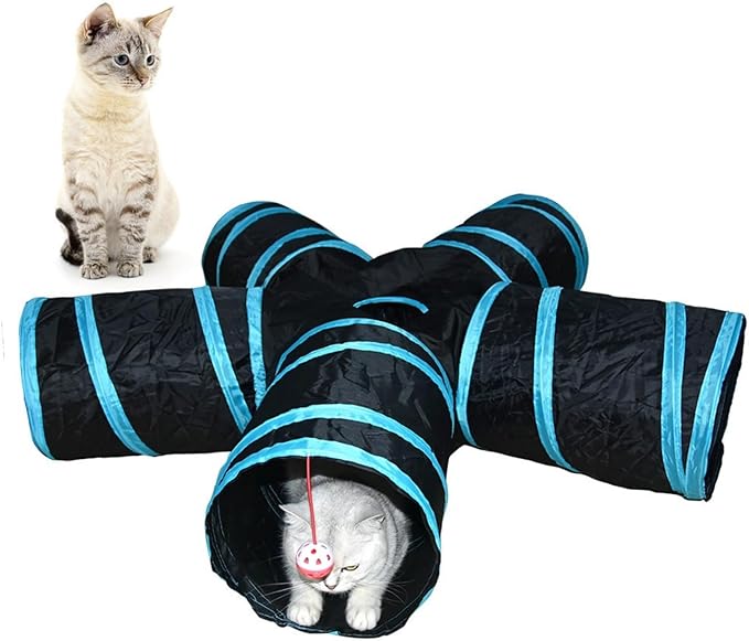 Indoor Outdoor Cat Play Tunnel - Large Cat Toy Kitten Kitty Rabbit (5 Way) Tunnel