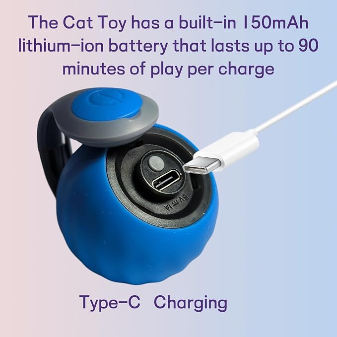 2025 Upgraded Self-Moving Cat Toy Ball with Tail (2-Pack) - Rechargeable Smart Interactive Kitten Toys, 2-Speed Modes, Bite-Resistant Indoor Exercise Toys for Bored Cats (Blue&Orange)