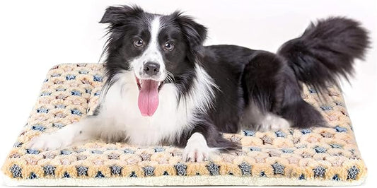 Mora Pets Dog Bed Crate Pad Ultra Soft Pet Bed with Cute Star Print Washable Crate Mat for Large Medium Small Dogs Reversible Fleece Dog Crate Kennel Mat Cat Bed Liner 35 x 22.8 inch Brown