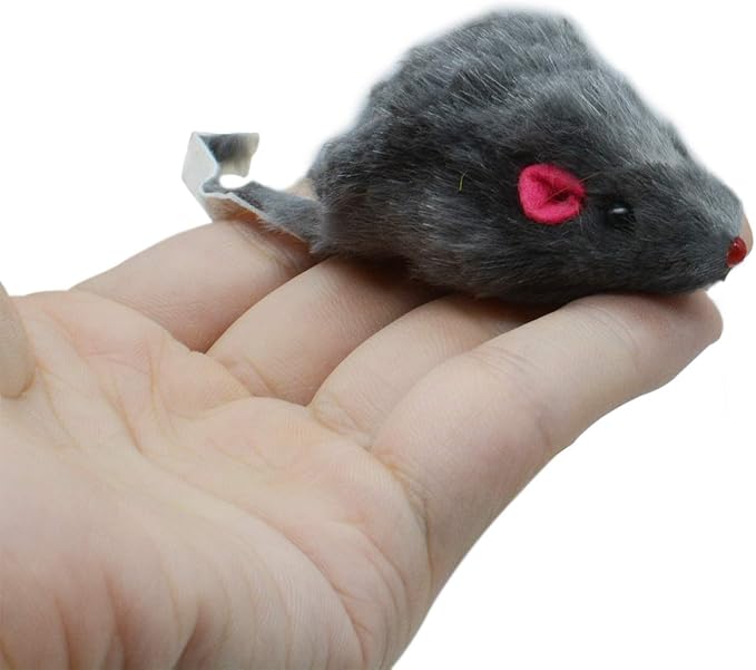 20 PCS Furry Squeak Mouse Rattle Sound Plush Mice Fur Interactive Catch Play Catcher Pet Kitten Cat Toys (Random Color)