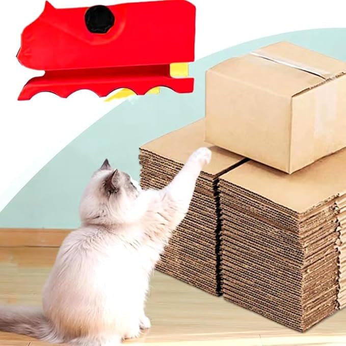 Creative Cat Scratching Board Cutter Cat Scratching Cardboard Cutter, 3D Printing Cardboard Cutter, Stripping Tool, Cardboard Handheld Cardboard Recycling Cutting Tool, Cardboard Cutter for Cat (Red)