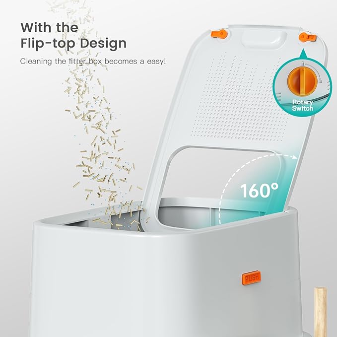 XL Stainless Steel Cat Litter Box Top Entry Extra Large Metal Litter Box with High Side for Big Cats, Multiple Cats, No Odor, Easy to Clean, Anti-Urine Leakage, Dog-Proof, Non-Sticky（Grey）