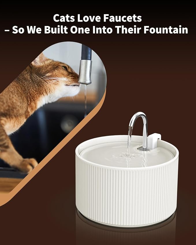 Ceramic Cat Water Fountain, 2.2L/74oz Automatic Pet Drinking Fountain for Indoor Cats and Small Dogs, Ultra Quiet, BPA-Free, Cat Water Dispenser with Filter – Easy to Clean