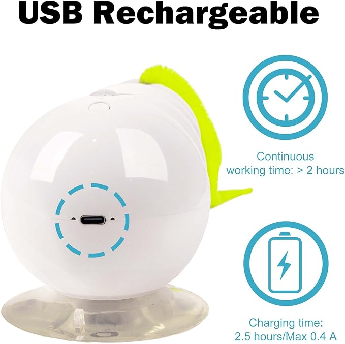 Interactive Cat Feather Toy, Automatic Fluffy Tail Teaser with Motion Sensor,Whack a mole Cat Toy, USB Rechargeable, Suction Cup for Stable Play, Perfect for Indoor Cats