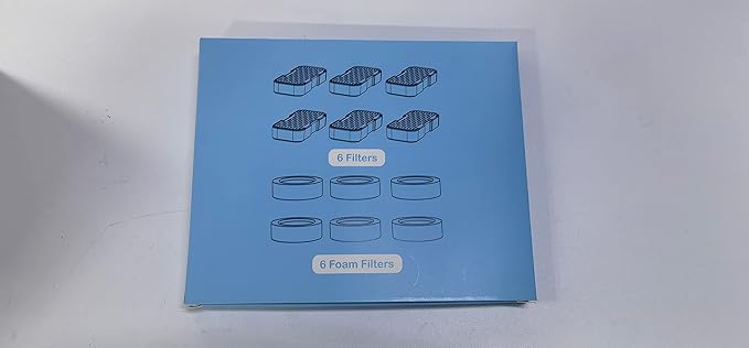 AONBOY Cat Water Fountain Filters, 6 Filters + 6 Cat Fountain Sponge, Suitable for AONBOY Pet Fountain S3-SC, Multiple Filtration, Isolates Floating Hairs and gets rid of Odors