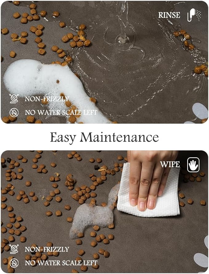 Pet Feeding Mat-Absorbent Dog Mat for Food and Water Bowl-No Stains Quick Dry Water Dispenser Mat-Dog Accessories Pet Supplies-Bowl for Messy Drinkers（Brown,23"x34"