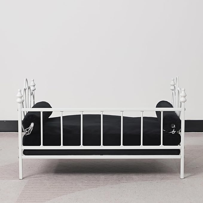 Pet Sofa Bed, Cat Bed,Dog Bed,Cat Couch,Pet Couch,Metal Frame and Detached Velvet Cushion，Cool Dog Couch for Small Cats &Dogs&Puppy Summer Using (White)
