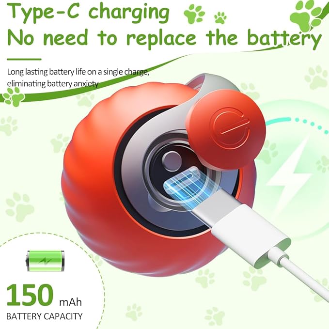 Interactive Cat Toys for Indoor Cats, Smart Interactive Cat Toy Ball with Tail Automatic Kitten Toys for Bored Indoor Adult Cats Two Speed Adjustment (Orange)