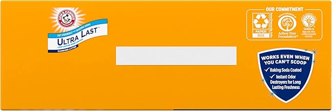 ARM & HAMMER Ultra Last Clumping Cat Litter Unscented MultiCat 18 Lbs. Pet Friendly with Baking Soda Odor Control Litter