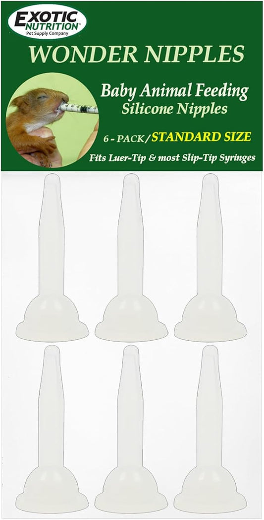 Wonder Nipple - Nursing Nipple for Baby Animals - Handfeeding Baby Squirrels, Sugar Gliders, Hedgehogs, Guinea Pigs, Racoons, Prairie Dogs, Opossums, and More! (Standard)