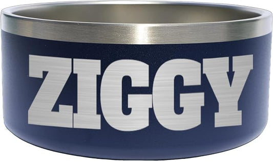 Custom Dog Bowl with Large Name - 304 Stainless Steel, Personalized Engraved, Nonslip, Custom Cat Bowl, Feeder, Pet Supplies, Food (Navy, Large -64oz)