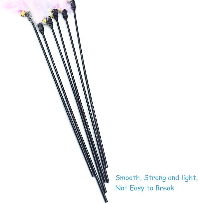 IUHKBH Cat Wands, 6 PCS Colorful Feather Wand with Bell Interactive Cat Toys, Safe for Your Kitty