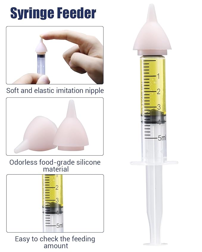 Pet Nursing Bottle, Nursing Bottle Kits, Kitten Bottle Feeding Kit, Fit for Feeding Newborn Puppies, Kitten, Squirrel, with 1 Puppy Bottles for Nursing Puppy Milk, 4 Replacement Nipple