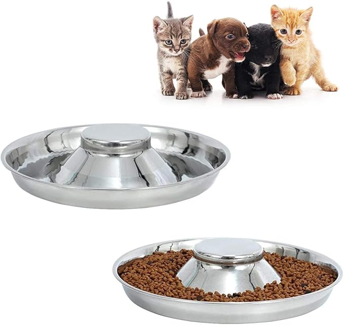 Stainless Steel Puppy Kitten Dish Whelping Weaning Dishes Feeder 11.8inch (2 Pack)