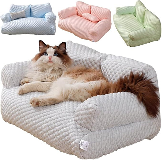 Pets Cute Couch,Cool Fabric Cat Sofa,Cat Beds for Indoor with Armrest,Pet Sofa Multiple (Purple, Large)