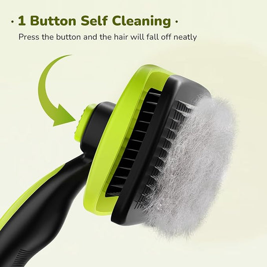 Pecute Self-Cleaning Slicker Brush for Dogs, Cats, Lightweight Dog Brush for Shedding Massaging Grooming, Cat Brush Gently Removes Loose Fur Undercoat for Dogs Cats Rabbits of All Hair Types