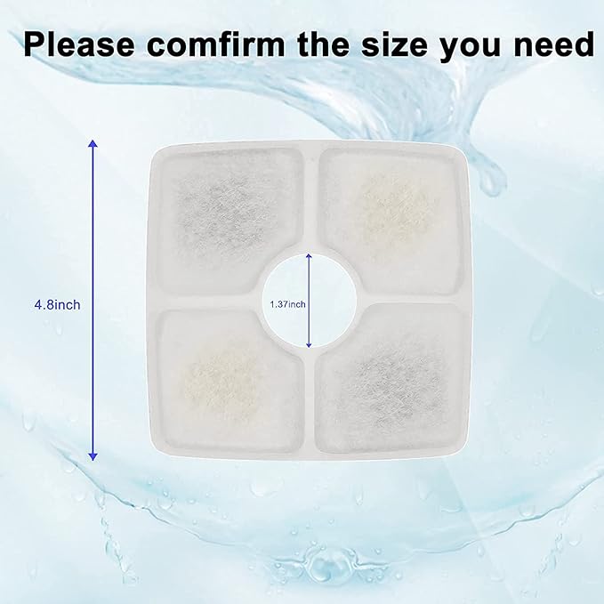 Cat Water Fountain Filters, Cirfifth Cat Fountain Filter Replacement, for Square Cat Water Fountain Inside (4 Pack)