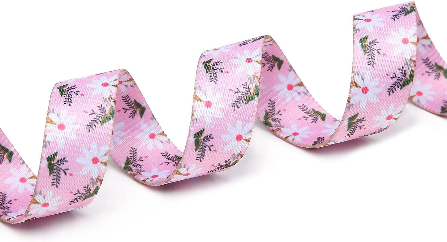 Mercano Adjustable Dog Collar - Special Design Patterns, Soft Nylon Comfortable Durable Pet Collar for Small Medium Large Dogs (M, Pink White Flower)