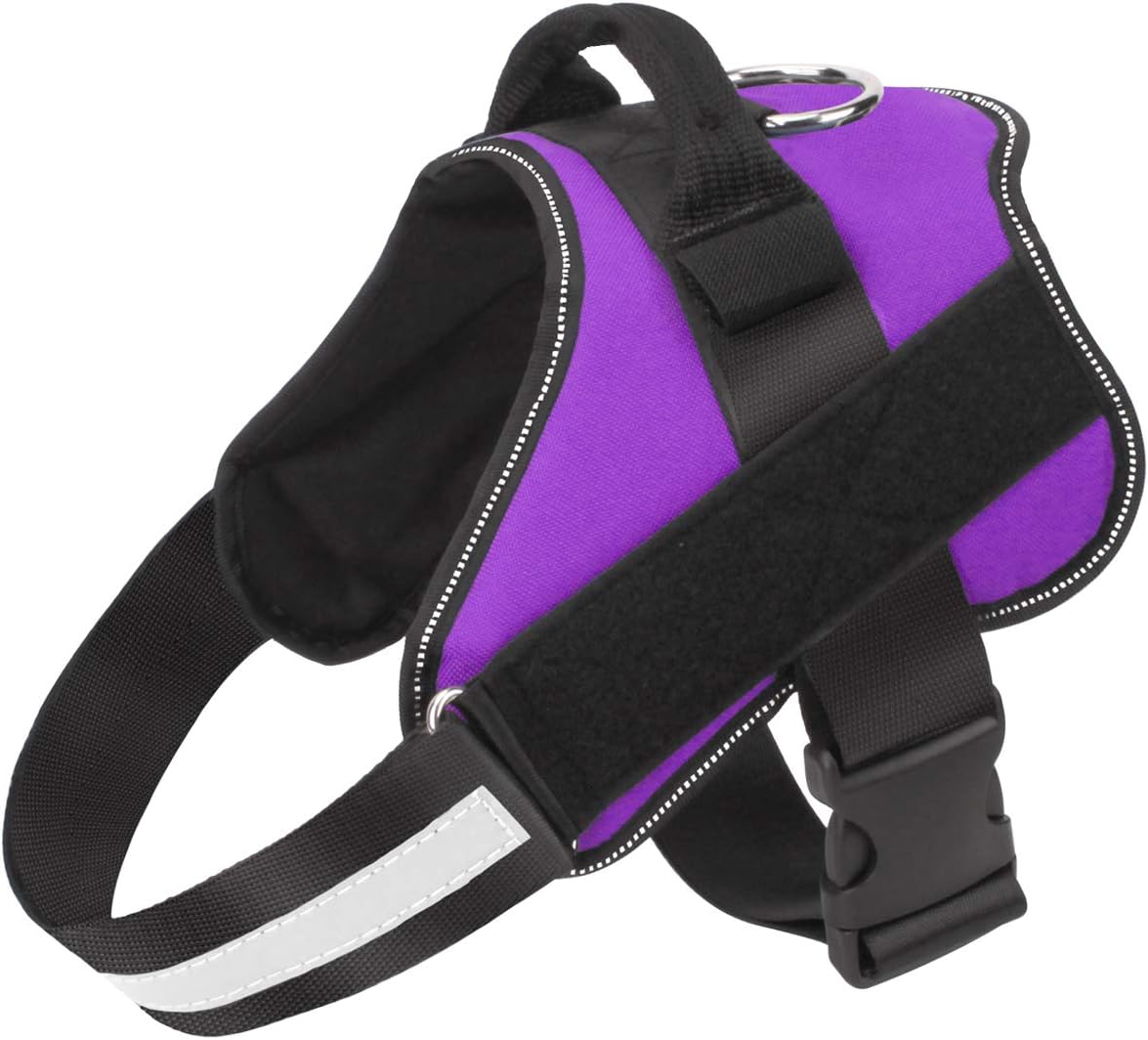 Bolux Dog Harness, No-Pull Reflective Dog Vest, Breathable Adjustable Pet Harness with Handle for Outdoor Walking - No More Pulling, Tugging or Choking (Purple, XL)