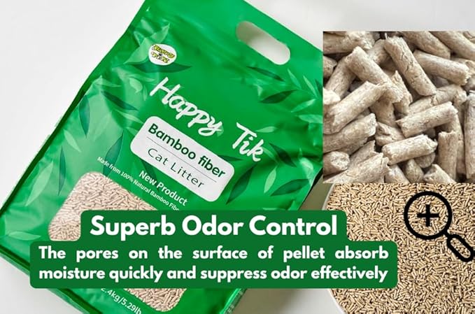 Plant-Based Bamboo Fiber Cat Litter, Resealable, Dust Free, Instant Clumping, Flushable, Odor Control, Environmentally Friendly - Multiple Packs (4 Packs)